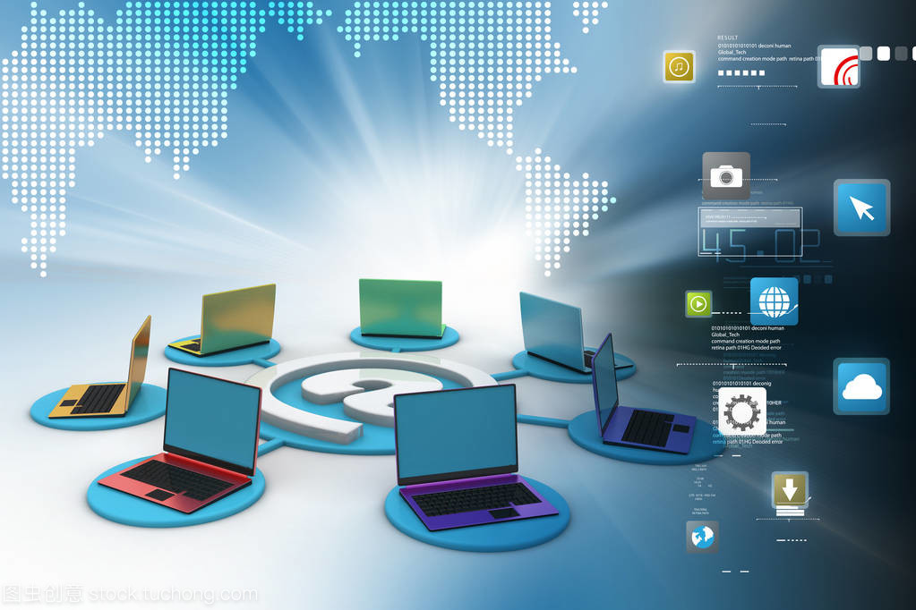 電子郵件符號與3D筆記本電腦插圖 電子與網(wǎng)絡(luò)科技的視覺敘事